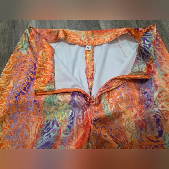 Vintage Lauren Taylor Satin Pants Suit Set Orange Candy Y2K Lagenlook Classy 6